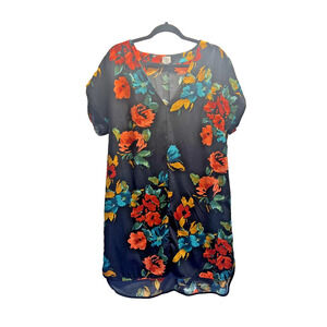 A New Day Women's size XL  floral shift dress, cap sleeves knee length